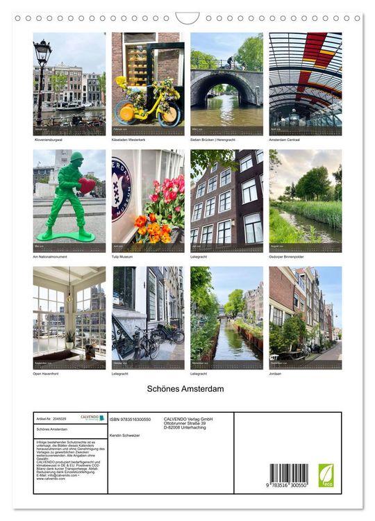 Produktbild: Sch&ouml;nes Amsterdam (Wandkalender 2026 DIN A3 hoch), CALVENDO Monatskalender