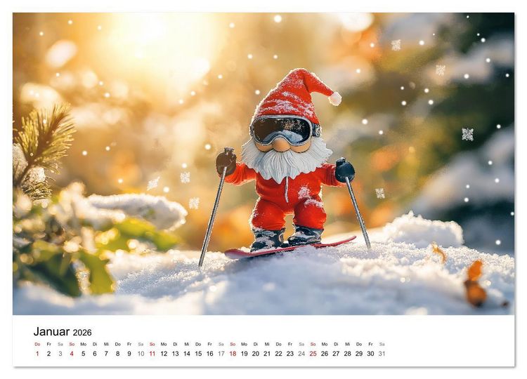 Produktbild: Sportliche Gartenzwerge (Wandkalender 2026 DIN A4 quer), CALVENDO Monatskalender
