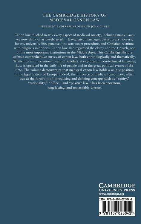 Produktbild: The Cambridge History of Medieval Canon Law