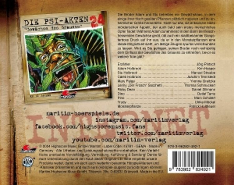 Produktbild: Die PSI-Akten - Gewächse des Grauens, 1 Audio-CD