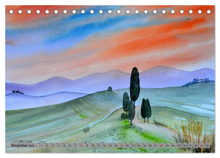 Produktbild: Toskana Aquarelle (Tischkalender 2026 DIN A5 quer), CALVENDO Monatskalender