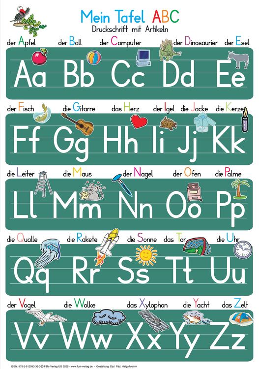 Produktbild: Mein Tafel-ABC in Druckschrift mit Artikeln
