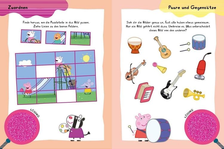 Produktbild: Peppa Pig Mein Lernspielbuch mit L&ouml;selupe. Mit wutzig viel Spa&szlig; durch die Vorschulzeit
