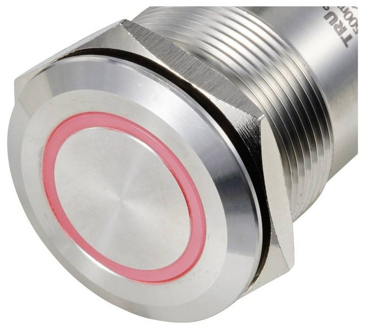 Produktbild: TRU COMPONENTS TC-12835304 TC-PS223P10YSSR12T M12 MALE CONNECTOR Piezotaster 24 V 0.2 A 1 x Aus/(Ein) tastend Rot (&Oslash;) 28.5 mm 1 St.