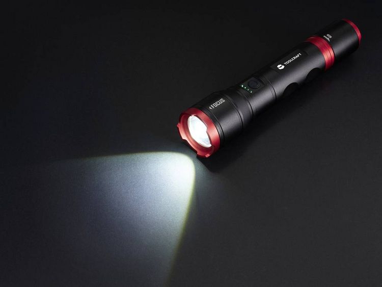 Produktbild: TOOLCRAFT TO-9927678 Handlampe verstellbar, Einstellbare Punktgr&ouml;&szlig;e, mit Stroboskopmodus, mit USB-Schnittstelle Li-Ionen Akkus