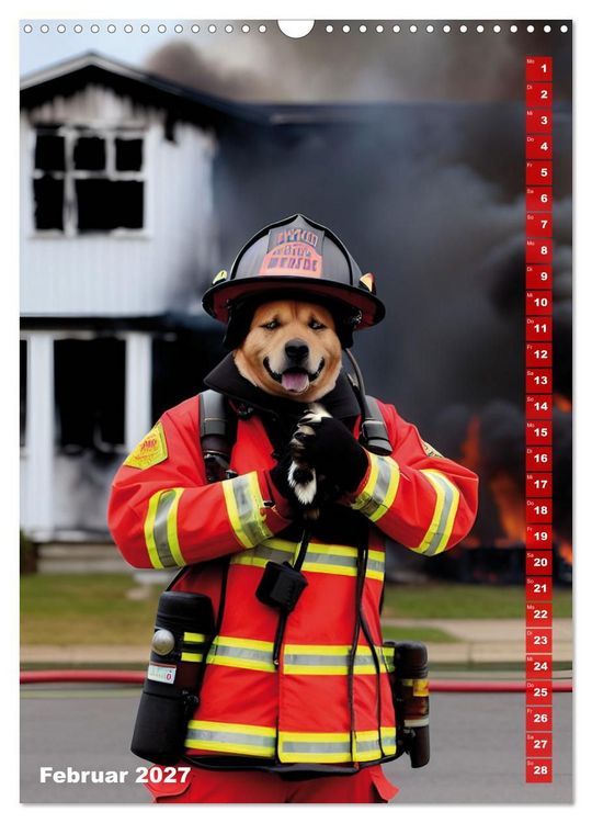 Produktbild: Feuerwehr - Tierischer Feuerwehrkalender (Wandkalender 2027 DIN A3 hoch), CALVENDO Monatskalender