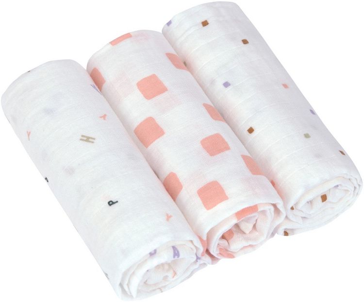 Produktbild: Swaddle & Burp Blanket M GOTS Happy Fruits peach,