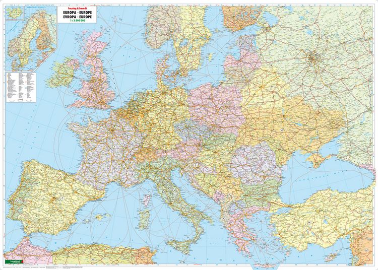 Produktbild: Europa politisch 1 : 3 500 000. Poster-Karte mit Metallbest&auml;bung