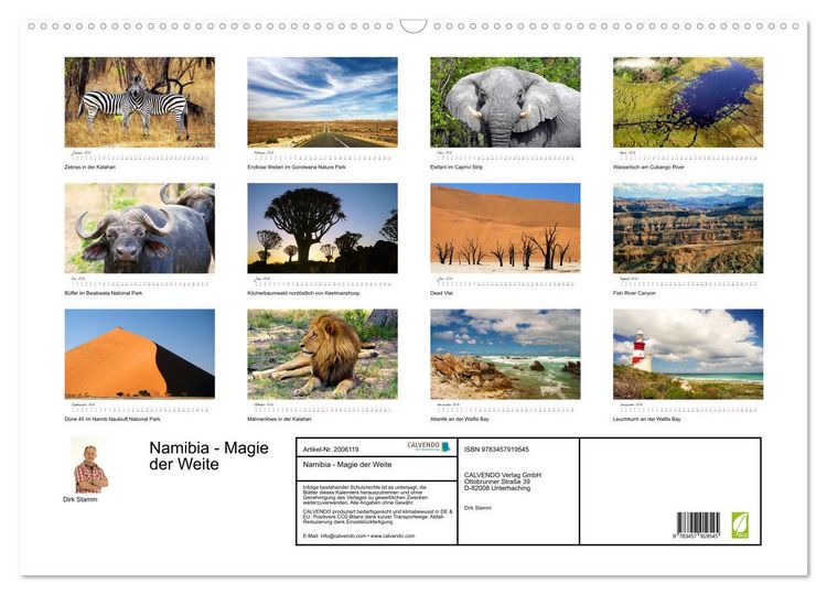 Produktbild: Namibia - Magie der Weite (Wandkalender 2026 DIN A2 quer), CALVENDO Monatskalender