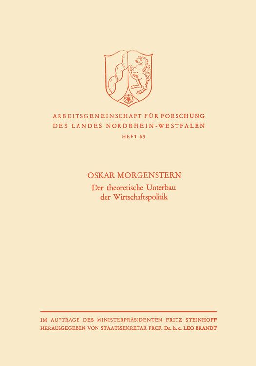 Bild vom Artikel Der theoretische Unterbau der Wirtschaftspolitik vom Autor Oskar Morgenstern