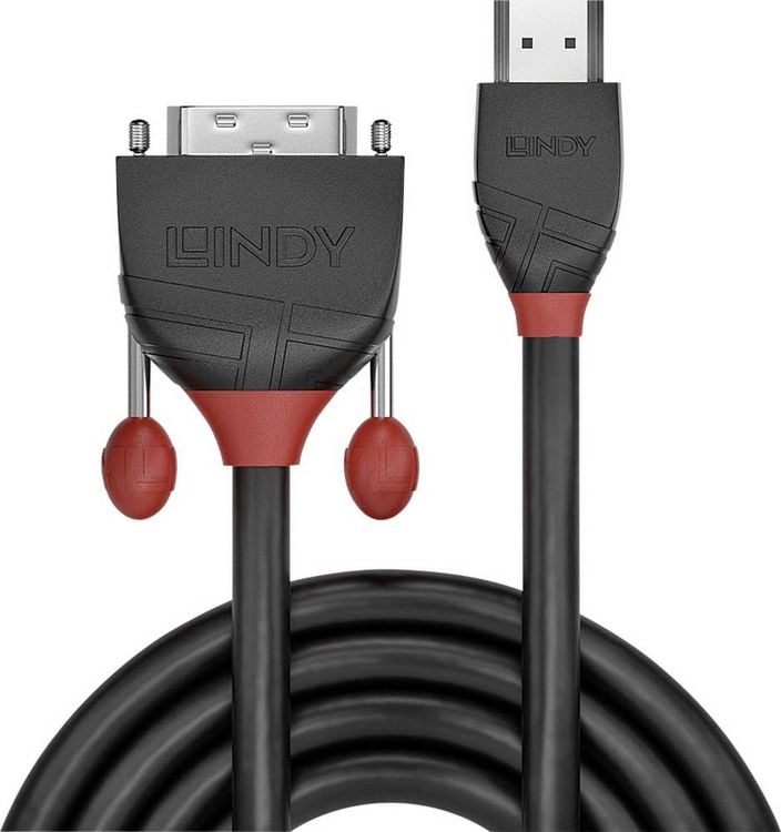Produktbild: LINDY HDMI / DVI Adapterkabel HDMI-A Stecker, DVI-D 18+1pol. Stecker 0.50 m Schwarz 36270 HDMI-Kabel