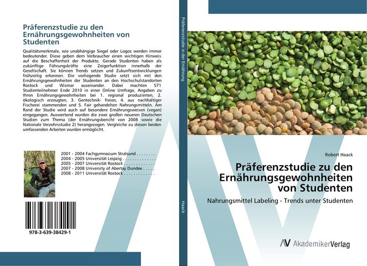 Produktbild: Pr&auml;ferenzstudie zu den Ern&auml;hrungsgewohnheiten von Studenten