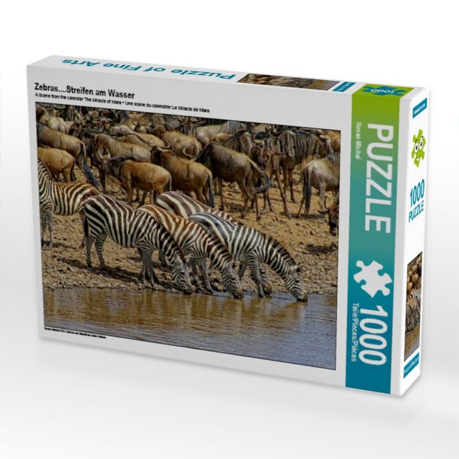 Produktbild: CALVENDO Puzzle Zebras....Streifen am Wasser | 1000 Teile Lege-Gr&ouml;&szlig;e 64x48cm Foto-Puzzle f&uuml;r gl&uuml;ckliche Stunden