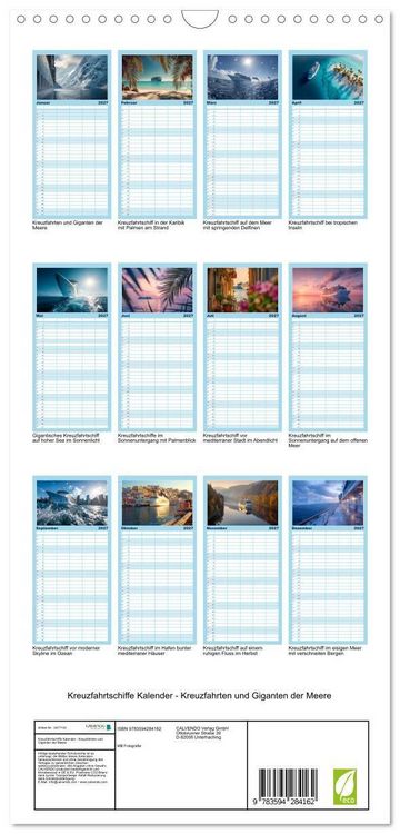Produktbild: Familienplaner 2027 - Kreuzfahrtschiffe Kalender - Kreuzfahrten und Giganten der Meere mit 5 Spalten (Wandkalender, 21 x 45 cm) CALVENDO