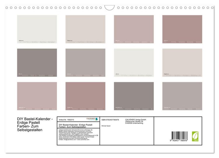 Produktbild: DIY Bastel-Kalender -Erdige Pastell Farben- Zum Selbstgestalten (Wandkalender 2026 DIN A3 quer), CALVENDO Monatskalender
