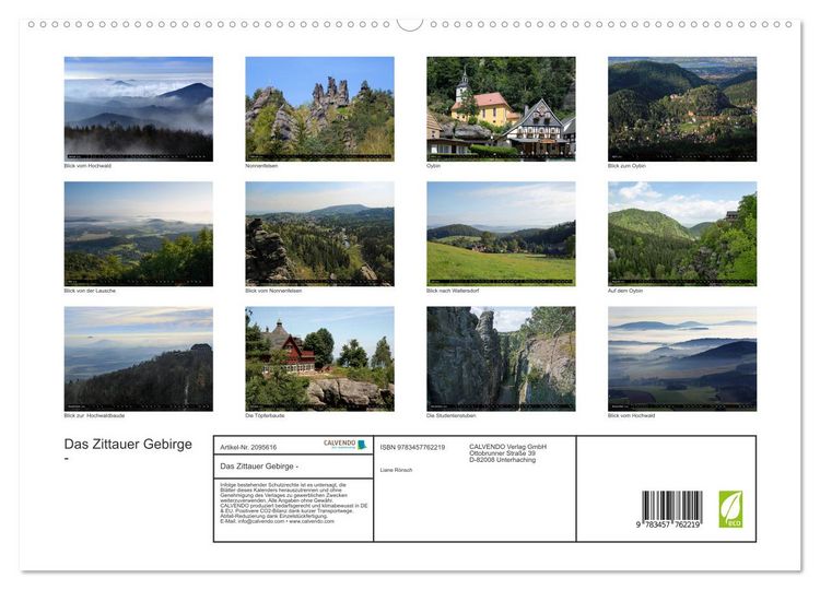 Produktbild: Das Zittauer Gebirge - (hochwertiger Premium Wandkalender 2026 DIN A2 quer), Kunstdruck in Hochglanz