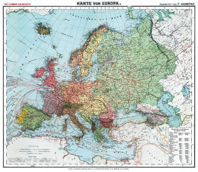 Produktbild: Historische Karte: Europa, um 1910 (Plano)
