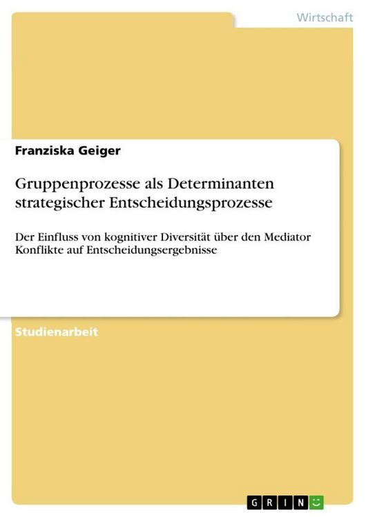 Produktbild: Gruppenprozesse als Determinanten strategischer Entscheidungsprozesse