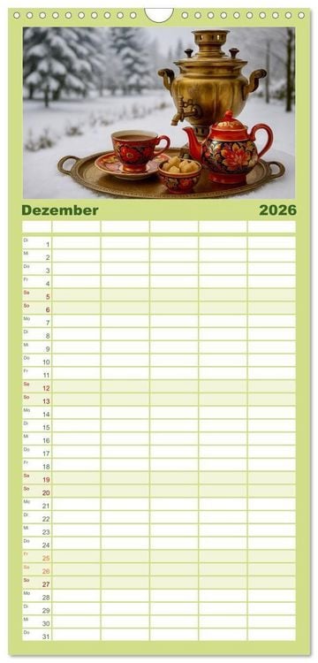 Produktbild: Familienplaner 2026 - Teezeremonien aus aller Welt mit 5 Spalten (Wandkalender, 21 x 45 cm) CALVENDO