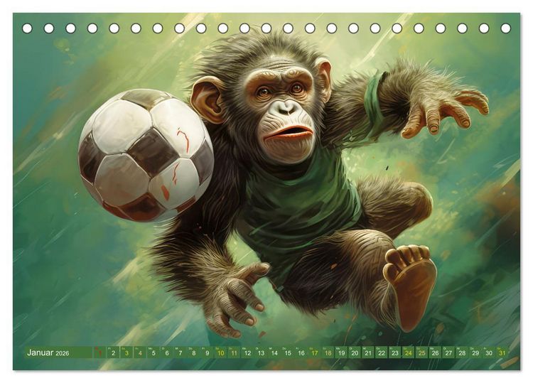 Produktbild: Fu&szlig;ballfieber bei den Babyaffen (Tischkalender 2026 DIN A5 quer), CALVENDO Monatskalender