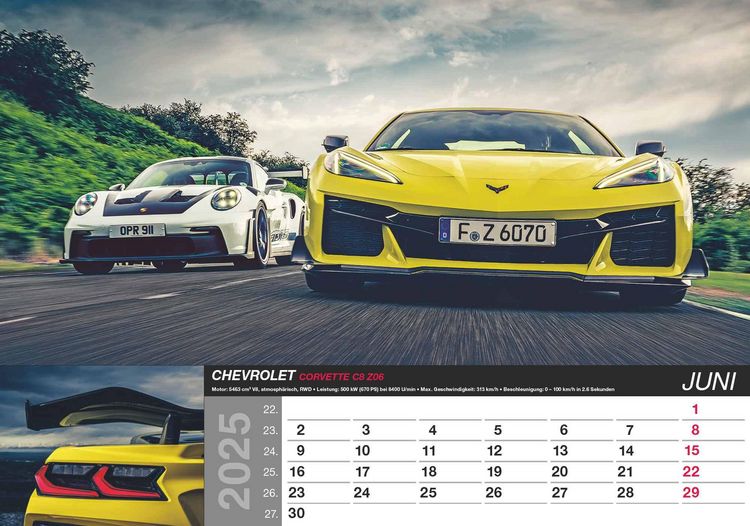 Produktbild: Alpha Edition - Fast Car 2025 Bildkalender, 48,5x34cm, Wandkalender mit hochwertigen Motiven f&uuml;r jeden Monat, mit Infos zum abgebildeten Motiv, Kalenderwochen und deutsches Kalendarium