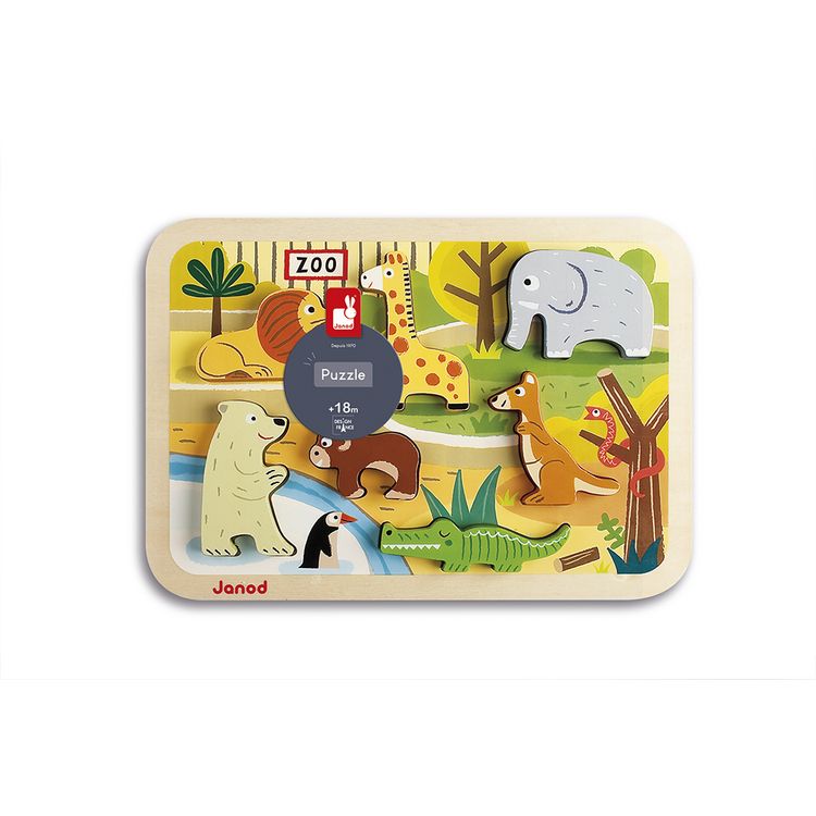 Produktbild: Zoo-Abenteuer: 7-teiliges Holzfiguren-Puzzle zum Greifen und Spielen