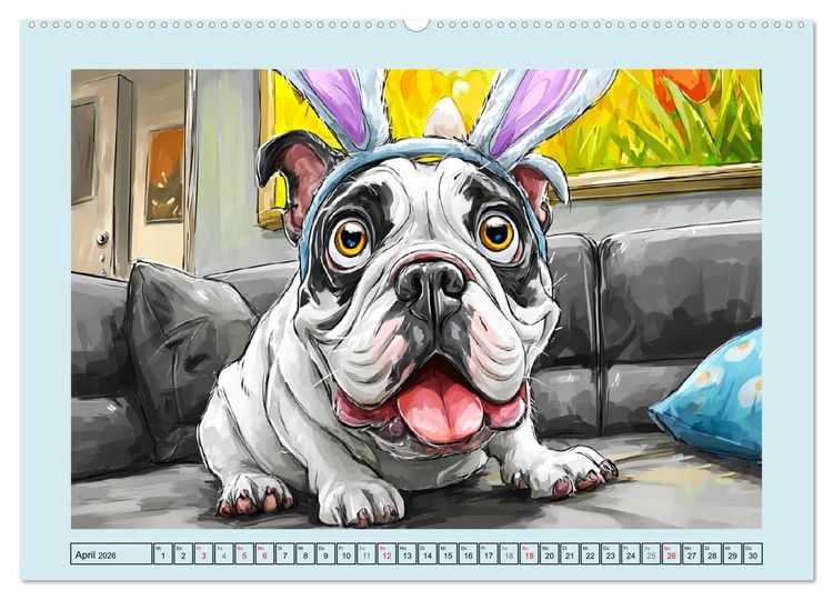 Produktbild: Bulldoggen. Lustige Cartoons von beliebten Charakterk&ouml;pfen (Wandkalender 2026 DIN A2 quer), CALVENDO Monatskalender