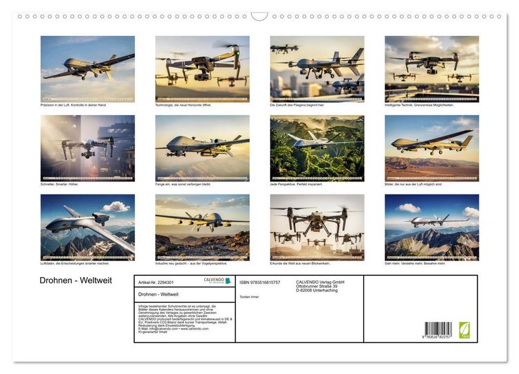 Produktbild: Drohnen - Weltweit (Wandkalender 2027 DIN A2 quer), CALVENDO Monatskalender