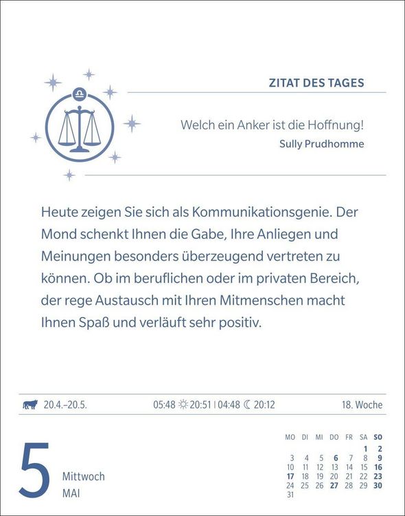 Produktbild: Waage Sternzeichenkalender 2027 - Tagesabrei&szlig;kalender - Ihr Horoskop f&uuml;r jeden Tag