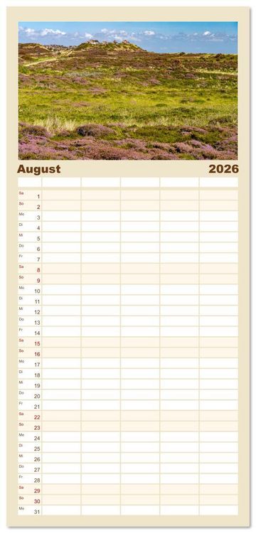 Produktbild: Familienplaner 2026 - Deutschland - Insel Sylt mit 5 Spalten (Wandkalender, 21 x 45 cm) CALVENDO