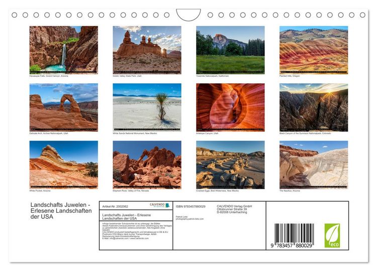 Produktbild: Landschafts Juwelen - Erlesene Landschaften der USA (Wandkalender 2026 DIN A4 quer), CALVENDO Monatskalender