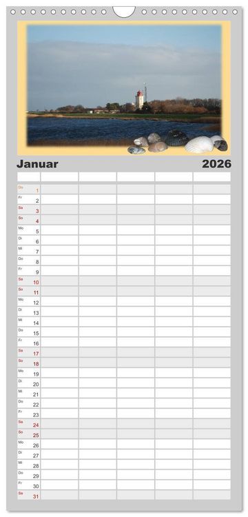 Produktbild: Familienplaner 2026 - Leuchtt&uuml;rme Schleswig-Holsteins mit 5 Spalten (Wandkalender, 21 x 45 cm) CALVENDO