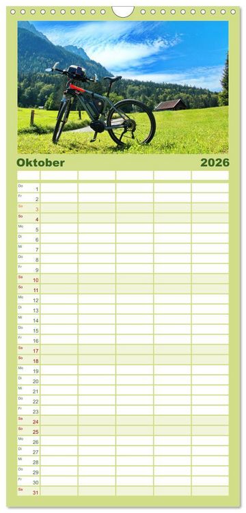 Produktbild: Familienplaner 2026 - Fahr mal wieder Fahrrad mit 5 Spalten (Wandkalender, 21 x 45 cm) CALVENDO