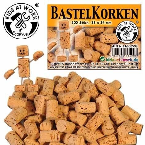 Produktbild: Corvus Kids-at-Work A600599 - Bastel-Korken, Naturkorken, 100 St&uuml;ck, 38x24mm