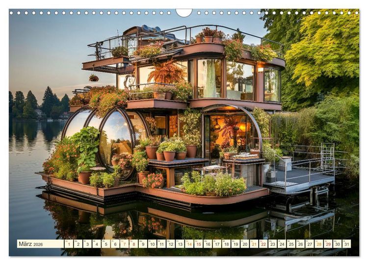 Produktbild: Hausboote Wohn Fantasien (Wandkalender 2026 DIN A3 quer), CALVENDO Monatskalender