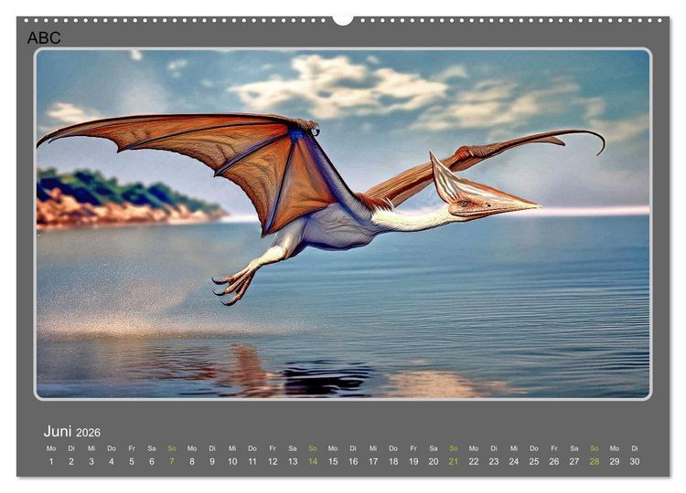 Produktbild: Riesenechsen der Urzeit (hochwertiger Premium Wandkalender 2026 DIN A2 quer), Kunstdruck in Hochglanz