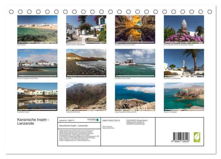Produktbild: Kanarische Inseln - Lanzarote (Tischkalender 2026 DIN A5 quer), CALVENDO Monatskalender