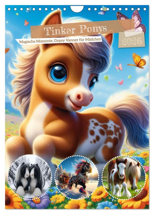 Produktbild: Tinker Ponys - Magische Momente, Gypsy Vanner f&uuml;r M&auml;dchen (Wandkalender 2026 DIN A4 hoch), CALVENDO Monatskalender