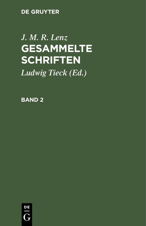 Produktbild: J. M. R. Lenz: Gesammelte Schriften. Band 2