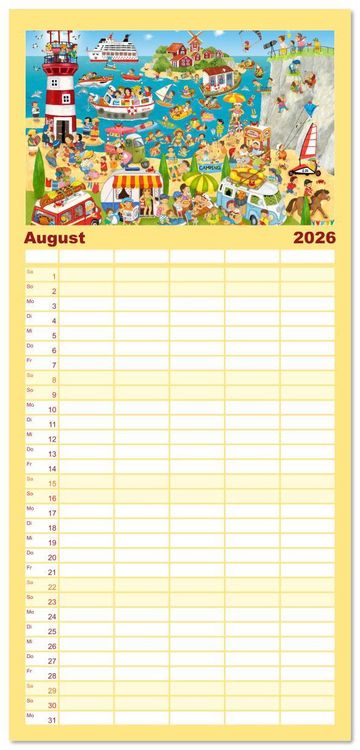 Produktbild: Familienplaner 2026 - Wimmelig durch das Jahr mit 5 Spalten (Wandkalender, 21 x 45 cm) CALVENDO