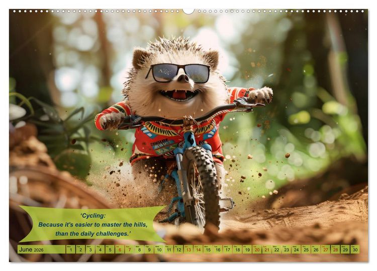 Produktbild: Funny charming animals on a bicycle (High Quality Premium Wall Calendar 2026 DIN A2 landscape),CALVENDO 12 Month Wall Calendar