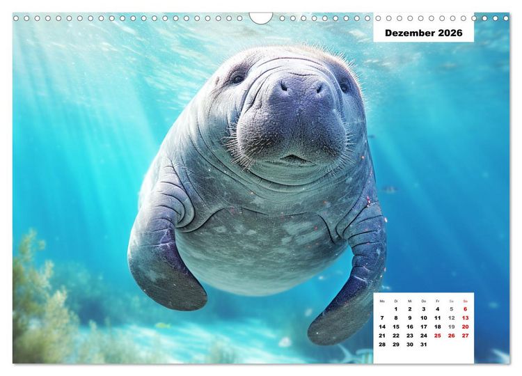 Produktbild: Manatees. Faszinierende Rundschwanzseek&uuml;he (Wandkalender 2026 DIN A3 quer), CALVENDO Monatskalender
