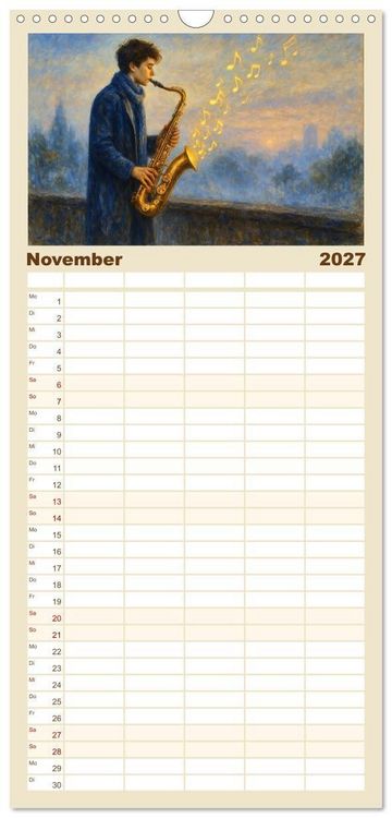 Produktbild: Familienplaner 2027 - Im Zauber der Musik - Romantische Kunstwerke zwischen Klang und Farbe mit 5 Spalten (Wandkalender, 21 x 45 cm) CALVENDO