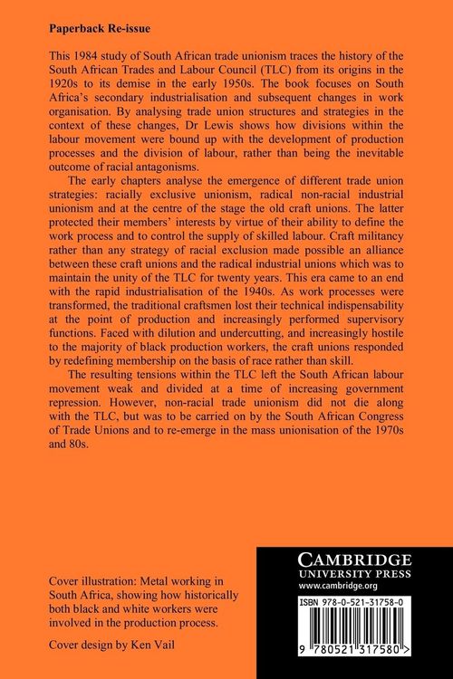 Produktbild: Industrialisation and Trade Union Organization in South Africa, 1924 1955