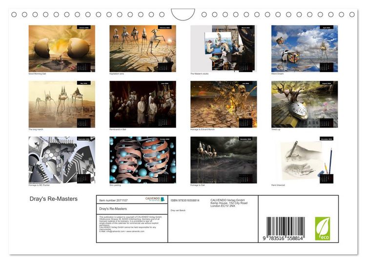 Produktbild: Dray's Re-Masters (Wall Calendar 2026 DIN A4 landscape), CALVENDO 12 Month Wall Calendar