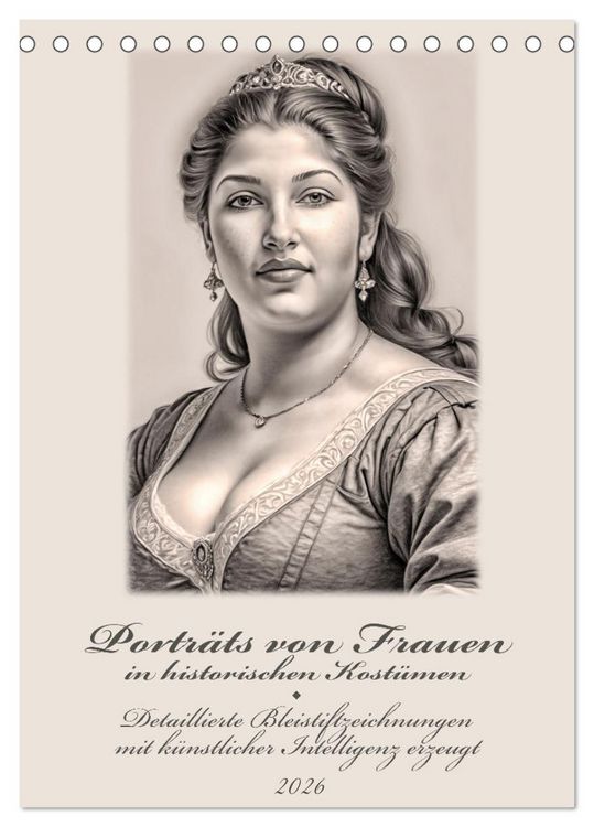 Produktbild: Portr&auml;ts von Frauen in historischen Kost&uuml;men (Tischkalender 2026 DIN A5 hoch), CALVENDO Monatskalender