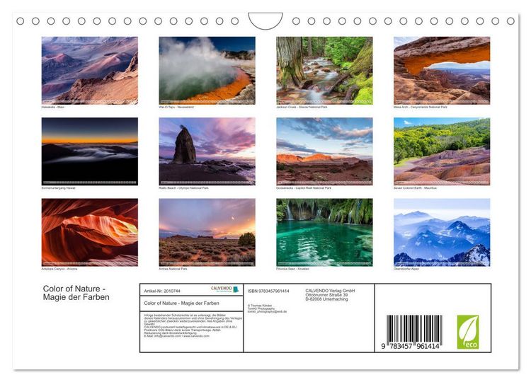 Produktbild: Color of Nature - Magie der Farben (Wandkalender 2026 DIN A4 quer), CALVENDO Monatskalender
