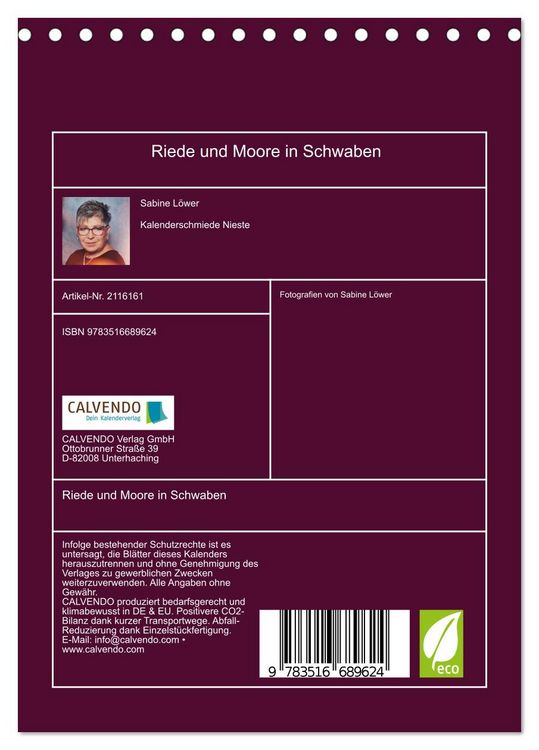 Produktbild: Riede und Moore in Schwaben (Tischkalender 2026 DIN A5 hoch), CALVENDO Monatskalender