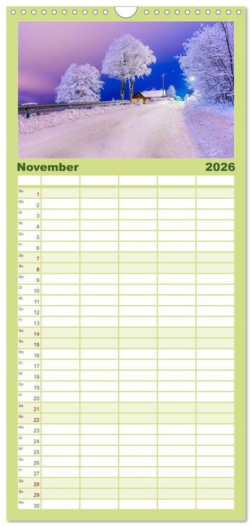 Produktbild: Familienplaner 2026 - Vogtland - von Klingenthal bis G&ouml;ltzschtal mit 5 Spalten (Wandkalender, 21 x 45 cm) CALVENDO