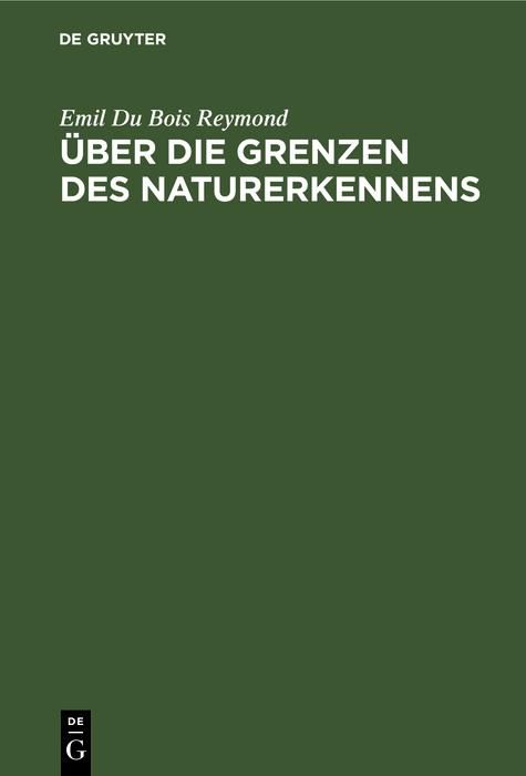 Produktbild: &Uuml;ber die Grenzen des Naturerkennens